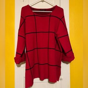 Tahari red and black sweater 1X